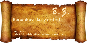 Bendekovits Zerind névjegykártya